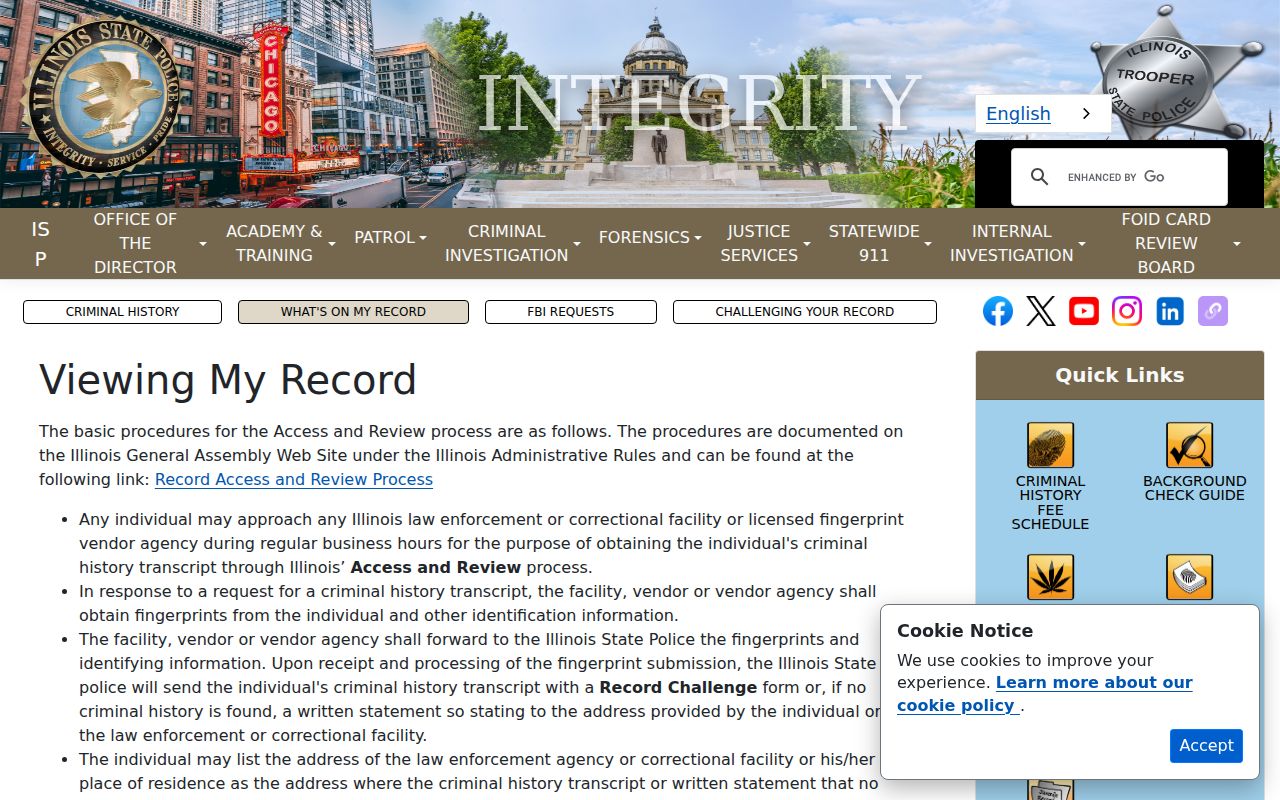 Massac County arrest record ISP Access and Review