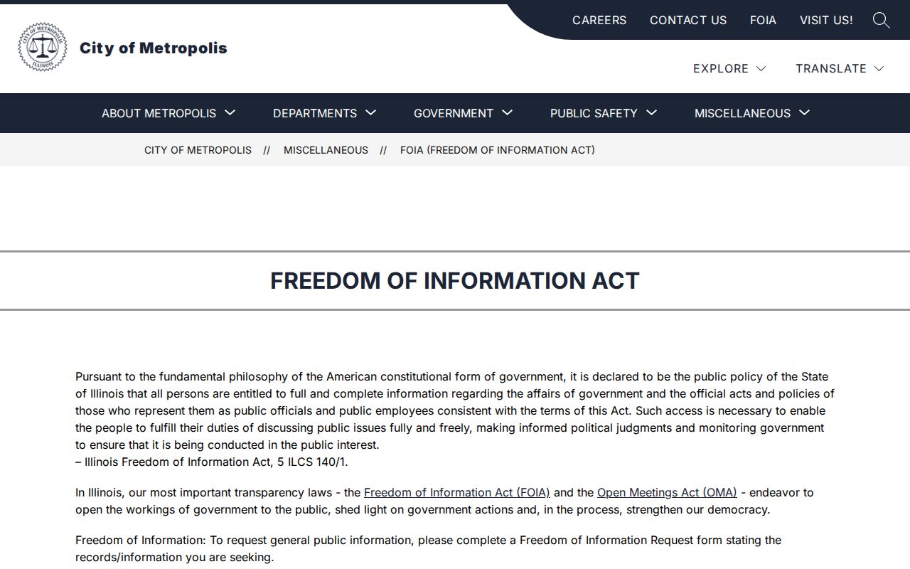 Metropolis police FOIA records route