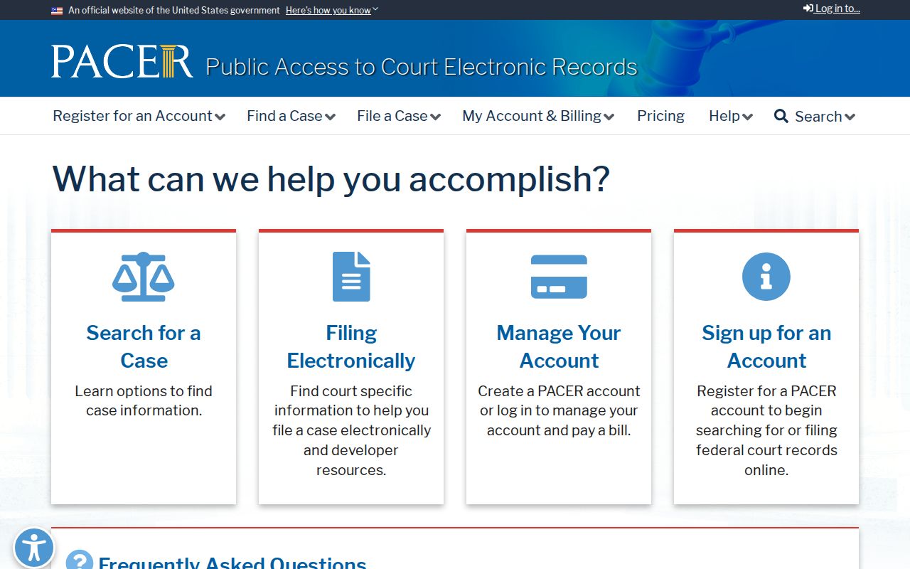 PACER federal court records service